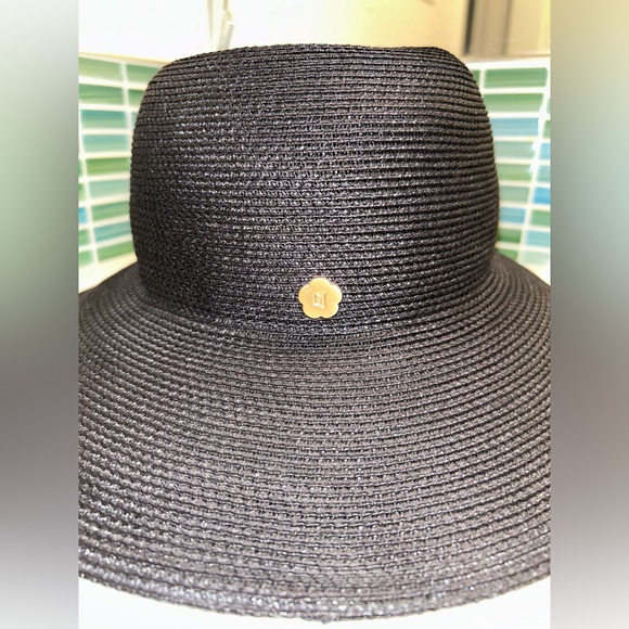 NWOT ERIC JAVITZ Hampton in Original Black Squishee Packable Straw Hat 4” Brim - Picture 3 of 14